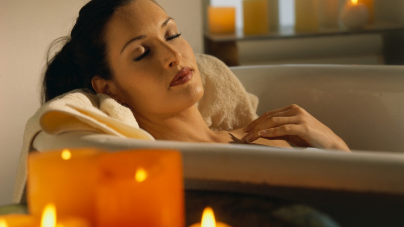 Woman Resting in Bath