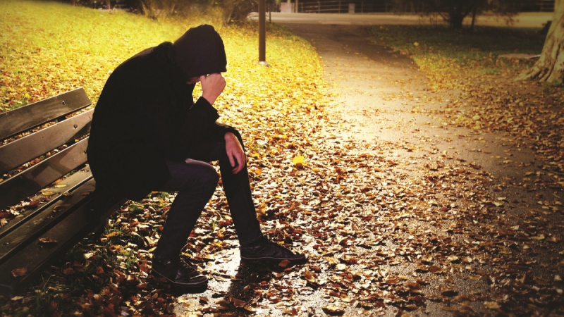 Depressed Man On Bench